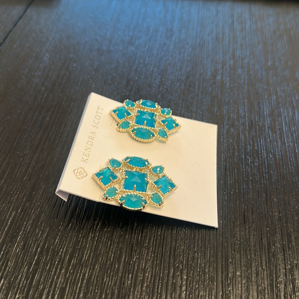 Vintage Kendra Scott “Virginia” Earrings in London Blue Glass - Picture 2 of 4
